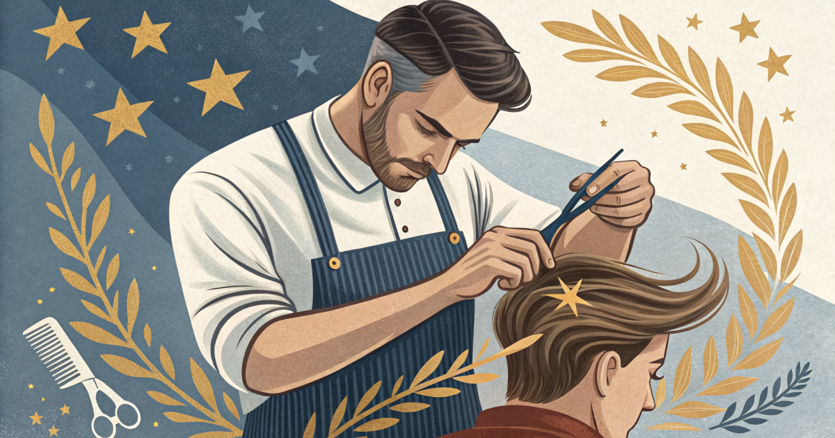 A hairdresser mid-cut with scissors, illustrating how missed calls cost you customers.
